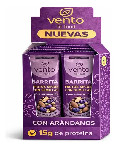 Barrita keto frutos secos con semillas y arándano - Vento