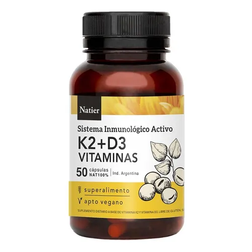Cápsulas de vitamina k2 + D3 x50 - Natier